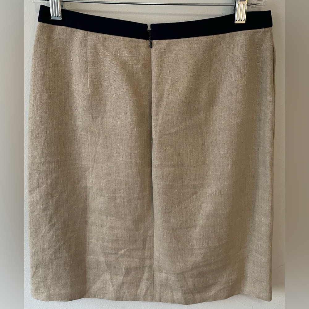 J. Crew Cream and Navy Linen Jacket and Pencil Skirt Suit Set - Picture 7 of 13